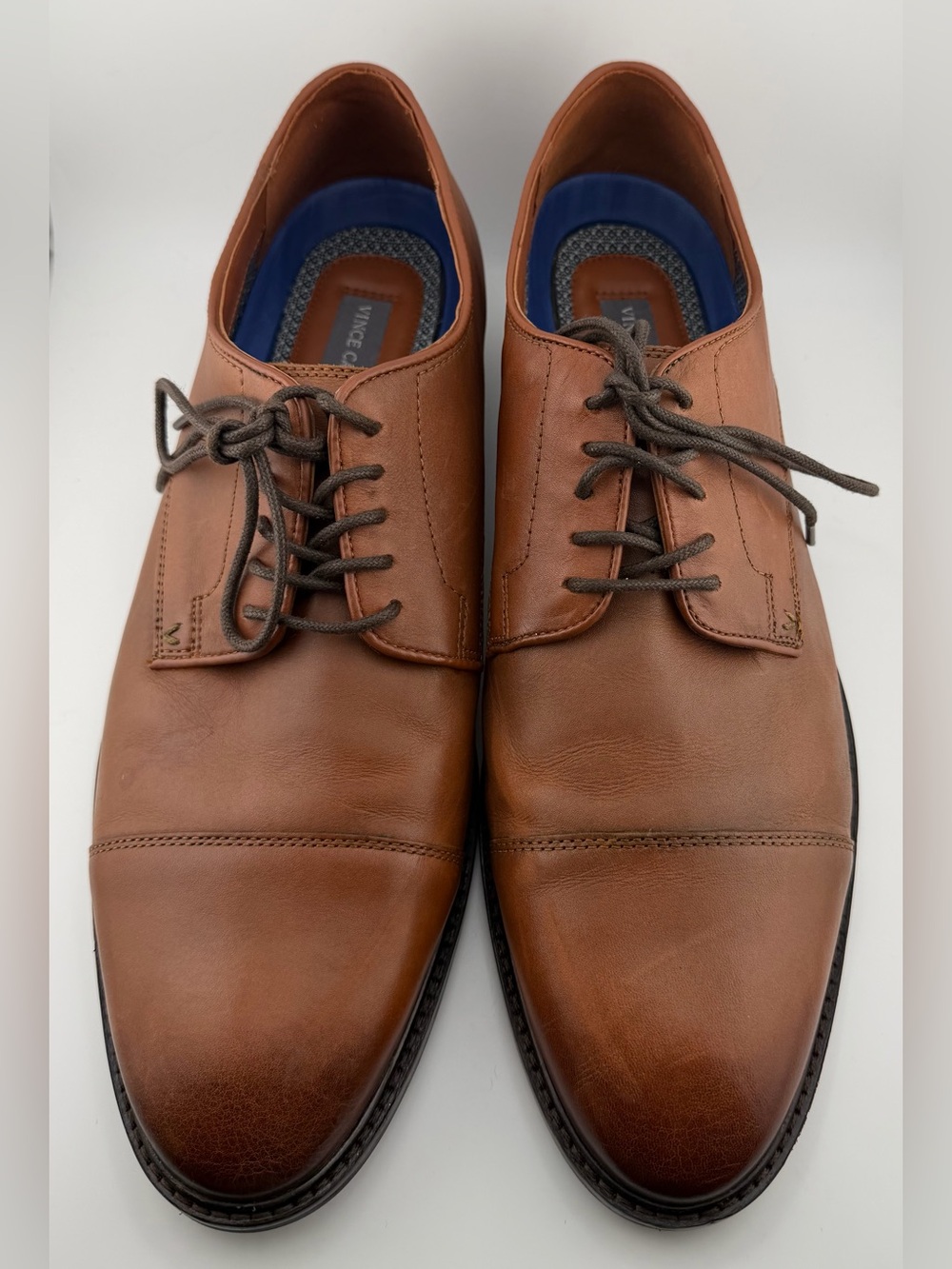 Vince Camuto Teodor Oxford Cognac Leather Cap Toe Men’s 13M Dress Shoes.